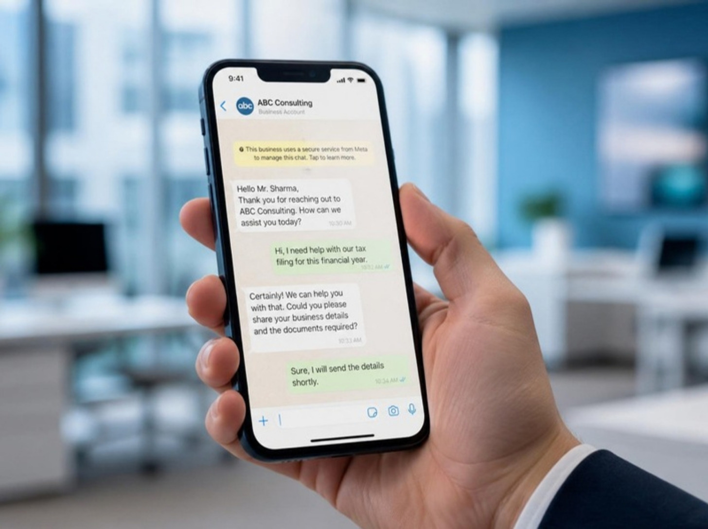 Conversación de WhatsApp Business con un cliente respondida por la empresa