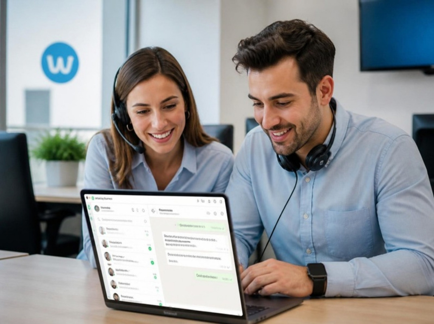 Equipo gestionando el WhatsApp Business de una empresa